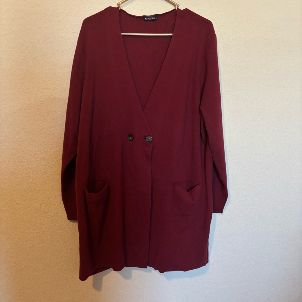 J Crew Mercantile Women’s Burgundy Sweater Coat, Size XL
